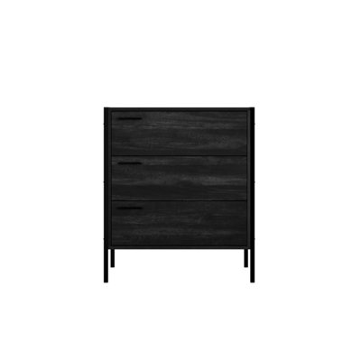 HOXTON BLACK 3 DRAWER CHEST WOOD