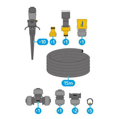 Hozelock 7023 Easy Drip System Universal Complete Garden Watering Kit Up To 10m2