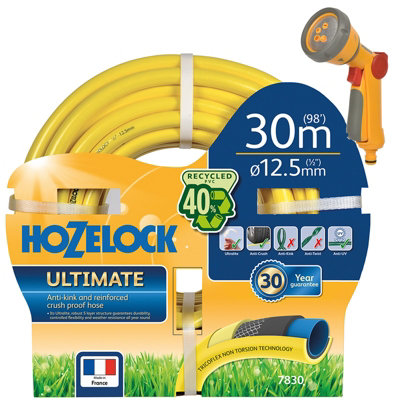 Hozelock 7850 50m Ultimate Hose Pipe Garden Crush Proof Anti Kink & 2679 Spray