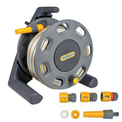 Hozelock Compact Reel 25m Multi Purpose Garden Hose Nozzle Connectors 2412
