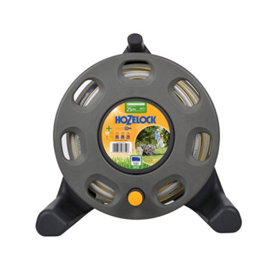 Hozelock Compact Reel & 25m Multi Purpose Garden Hose & Nozzle Connectors 2412
