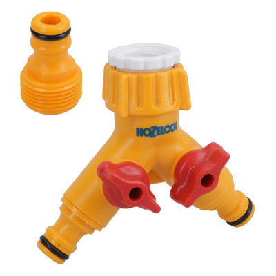 Hozelock Dual Tap Connector Adapter Garden Hose Pipe Watering Yard