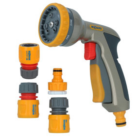 Hozelock Multi Plus Spray Gun Water Hose Pipe 8 Function Metal & Fittings