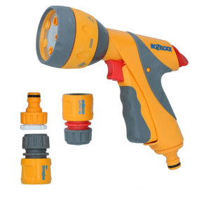 Hozelock Multi Spray Plus Garden Hose Pipe Water Gun 6 Functions & Fittings