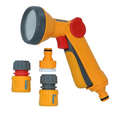 Hozelock Rose Spray Gun Nozzle Garden Hose Pipe Water & 3 Fittings Yard