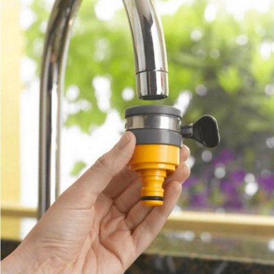 Hozelock Round Mixer Tap Connector Yellow/Grey/Black (One Size)