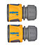 Hozelock Standard Hose End Connector (Pack of 2) Grey/Yellow (0.5in)