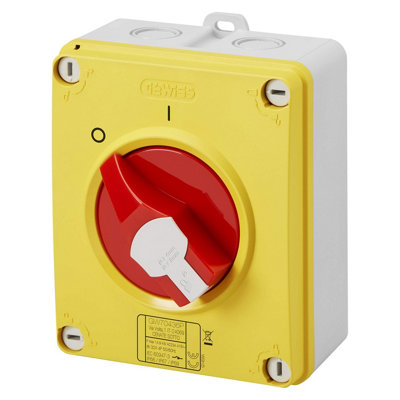HP Emergency Insulated Switch 25A 4P with Lockable Red Handle - IP66/67/69 Rated