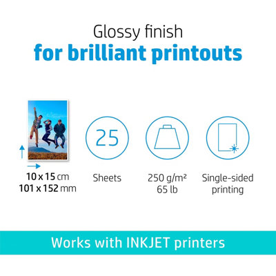 HP Q8691A, 10 x 15 cm Borderless, Advanced Glossy Photo Paper, 250 gsm ...