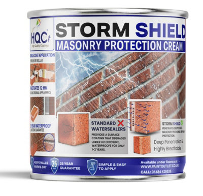 HQC Masonry Waterproofing Cream Exterior Brick Sealer. Breathable, Concrete, Stone, Mortar, Sandstone & Granite