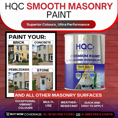 HQC Smooth Masonry Paint -  Weatherproof & Long-lasting Protection For All Exterior Walls - Sage Green - 2.5L