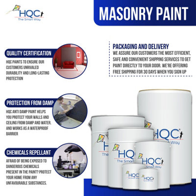 HQC Weather Shield Satin Black Smooth Emulsion Masonry Paint 5L