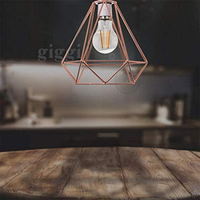 HSH B Q Rose Gold Cage Metal Basket Ceiling Light Shade