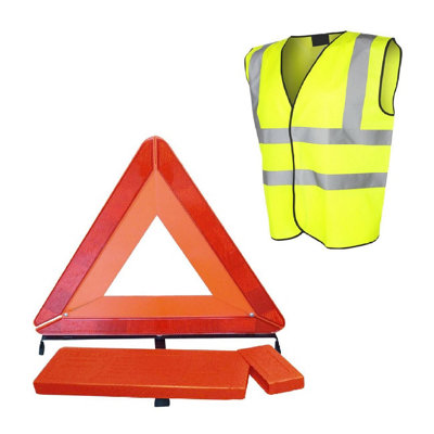 hsmart-668 Large Reflective Warning Triangle Sign and Safety Vest/Emergency Car Recovery