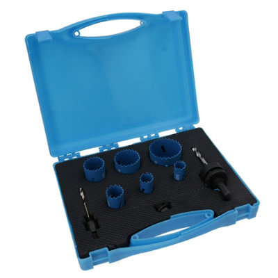 HSS Bi-Metal Hole Saw Set Cutters Steel Aluminium Wood PVC 18mm - 51mm 9pc