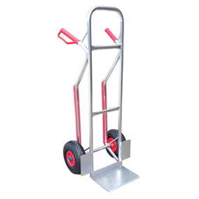 HT1878 Dual Handled Aluminium Sack Truck - Puncture-Proof Wheels with Large Toe, 150kg Capacity