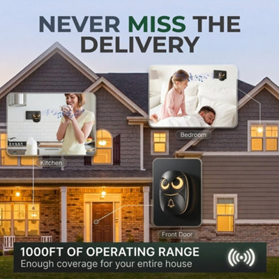 HTZSAFE Wireless Doorbell Chime with 300 Meter Long Range, Waterproof ...