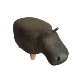 Hubert The Hippo Dark Verdigris Leatherette Footstool. Christmas Gift Idea