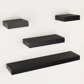 Hudson 4 piece narrow wall shelf set - matt Black