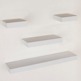 Hudson 4 piece narrow wall shelf set - matt White