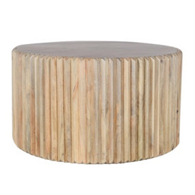 Hudson Carved Round Coffee Table - Mango Wood - L80 x W80 x H46 cm