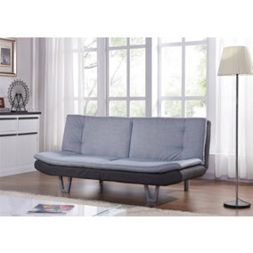 Hudson Fabric Sofa bed 3 Seater Sofabed Clic Clac Pillow Topper Duo Contrast Fabric Charcoal Duck Egg Grey Hairpin Metal Legs