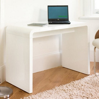 Hudson Rectangular High Gloss Computer Desk In White