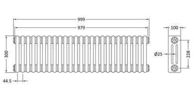 Hudson Reed Colosseum Floor Mounted Traditional Radiator with Wall ...