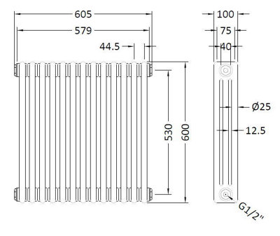 Hudson Reed Colosseum Floor Mounted Traditional Radiator with Wall ...