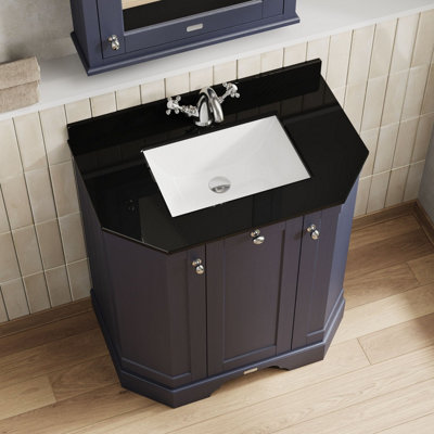 Hudson Reed Floor Standing 3-Door Angled Vanity Unit with 1 Tap Hole ...