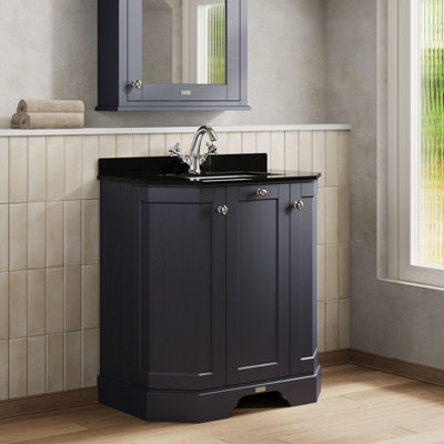 Hudson Reed Floor Standing 3-Door Angled Vanity Unit with 1 Tap Hole ...