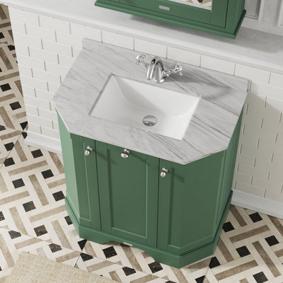 Hudson Reed Floor Standing 3 Door Angled Vanity Unit with 1 Tap Hole ...