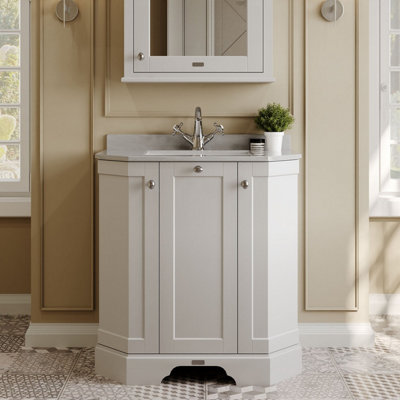 Hudson Reed Floor Standing 3 Door Angled Vanity Unit with 1 Tap Hole ...