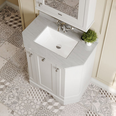Hudson Reed Floor Standing 3 Door Angled Vanity Unit with 1 Tap Hole ...