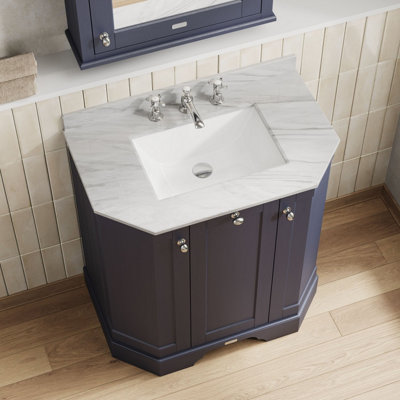 Hudson Reed Floor Standing 3-Door Angled Vanity Unit with 3 Tap Hole ...
