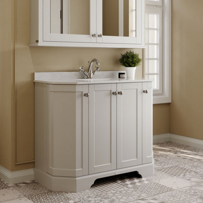 Hudson Reed Floor Standing 4 Door Angled Vanity Unit with 1 Tap Hole ...