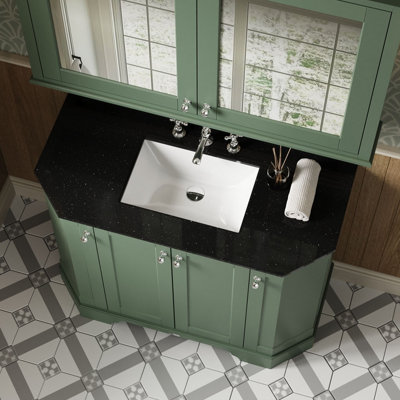 HUDSON REED FLOOR STANDING 4 DOOR ANGLED VANITY UNIT WITH 3 TAP HOLE ...