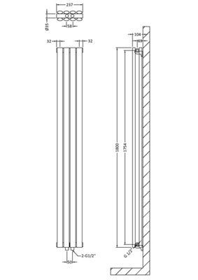 Hudson Reed Revive Wall Hung Compact Vertical Designer Radiator, Modern ...