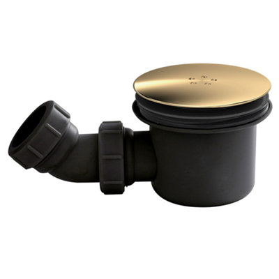 Hudson Reed STW006 Black Shower Waste with Brass Cover Top