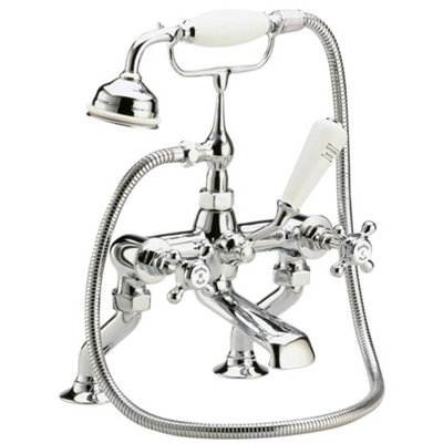 Hudson Reed Topaz White Crosshead Dome Collar Bath Shower Mixer Tap ...