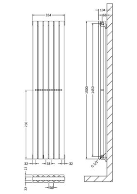 Hudson Reed Vertical Double Panel 1500 x 354