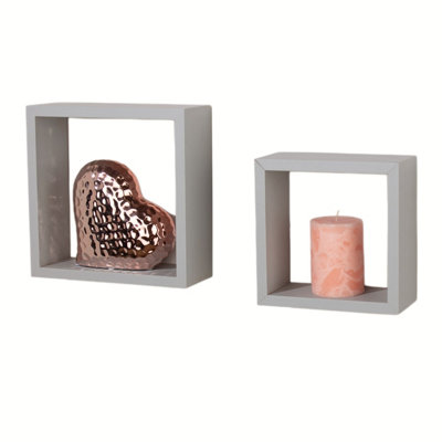 Hudson Set of 2 Light Grey Wall Cubes