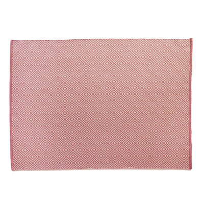 Hug Rug Woven Diamond Rug Coral Pink 80X150