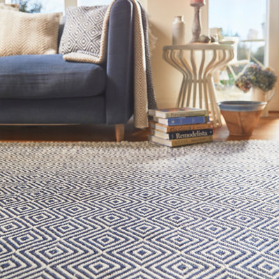 Hug Rug Woven Diamond Rug Navy 160X230
