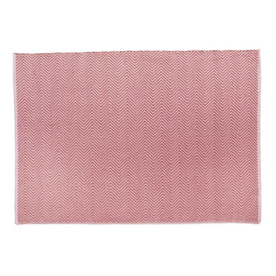 Hug Rug Woven Herringbone Rug Coral Pink 80X150