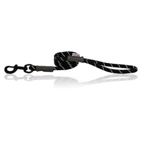 HugglePets Black 107cm x 1.2cm Reflective Weatherproof Rope Dog Lead