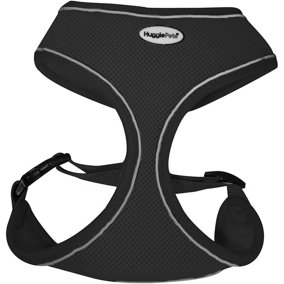 HugglePets Black Extra Small 28 - 40cm Reflective Air Mesh Dog Harness