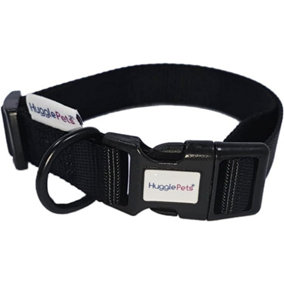 HugglePets Black Large 45 - 70cm Snappy Weatherproof Dog Collar