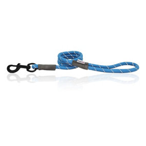 HugglePets Blue 107cm x 1.2cm Reflective Weatherproof Rope Dog Lead