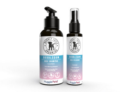 HugglePets Bubbly Tails Bubblegum Whitening Shampoo & Deodorising Cologne Spray for Dogs